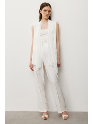 Ekol Kadın Bol Paça Cepsiz Pantolon 6504 Ekru