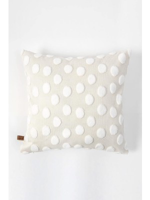 Jakarlı Kırlent 43X43 cm Point Ekru