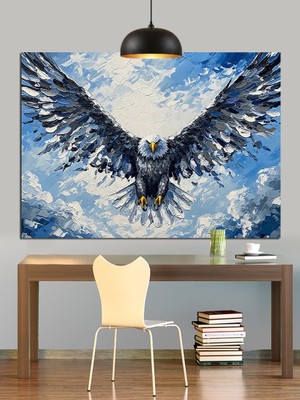 Mavi Gökyüzünde Kartal Dekoratif Kanvas - Mdf Ahşap Tablo