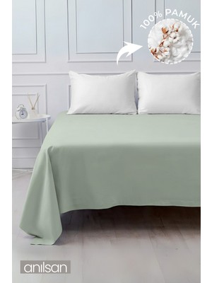 Anılsan Camelia Tek Kişilik Düz Ranforce Lastiksiz Çarşaf - Mint Yeşili %100 Pamuk
