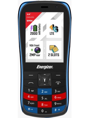 Energızer E284S Dual 4g Black-Blue Tuşlu Cep Telefonu (Energızer Türkiye Garantili)