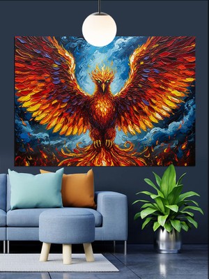 Kanatlarını Açan Anka Kuşu Dekoratif Kanvas - Mdf Ahşap Tablo