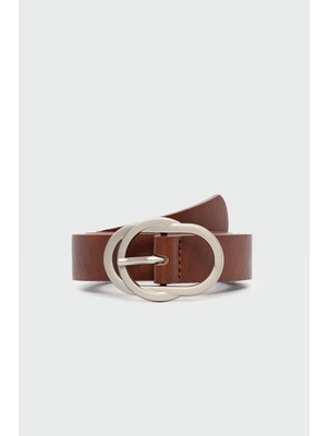 Yuvarlak Tokalı Suni Deri Kemer Taba