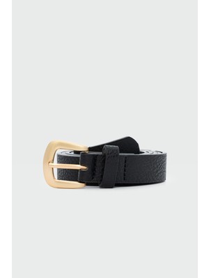 Kare Tokalı Suni Deri Kemer Siyah