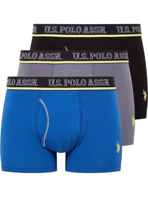 U.s. Polo Assn. Erkek Antrasit-Saks-Siyah Kutulu 3 Lü Boxer - Çoklu Renk - BCP1.80H50Z8R-2XL