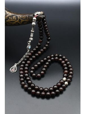 Doğal Garnet Taşlı 99'lük Tesbih Metal Püsküllü 6mm Küre Kesim 902263