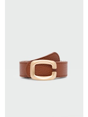 Dikdörtgen Şekilli Suni Deri Kemer Taba