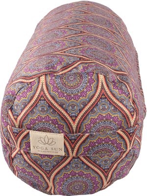 Sunyoga Silindir Yoga Minderi (Bolster) – Meditasyon ve Yoga Destek Yastığı Full Mandala Desenli Mor