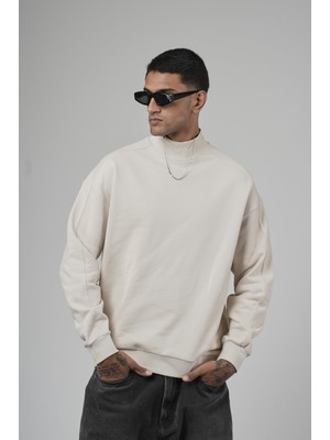 Balıkçı Yaka Oversize Kalıp Erkek Sweatshirt