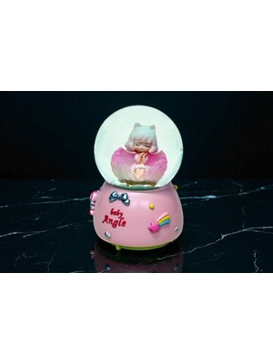 Baby Angel Temalı Pembe Müzikli Kar Küresi Vip