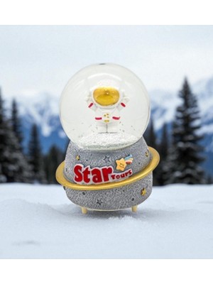 Astronot Figürlü Star Tours Müzikli ve Işıklı Kar Küresi Vip Hediyelik 13 cm