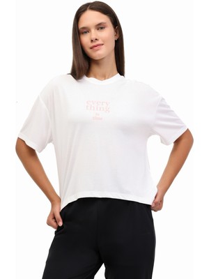 Lumberjack Wl 11SORANGA Yog1-3 5pr Ekru Kadın Kısa Kol T-Shirt