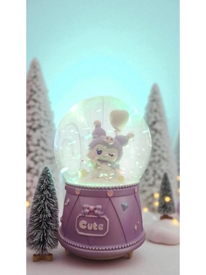 Kuromi Işıklı Müzikli Kar Küresi – Mor Cute Tasarım Orta Boy Vip