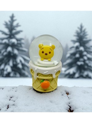 Işıklı Ayıcık Figürlü Dondurma Külahı Kar Küresi – Yeşil Işıklı Vip