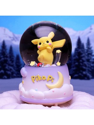 Pokemon Içi Dönmeli Üflemi Işıklı Müzikli Kar Küresi Büyük Boy Vip