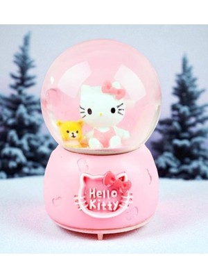 Hello Kitty Pembe Işıklı Kar Küresi – Ayıcık Figürlü Orta Boy Vip