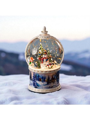 Kardan Adam ve Noel Babalı Işıklı Müzikli Kar Küresi Vip Yılbaşı Konsept