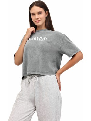 Lumberjack WL FREYA 11SY790 5PR Antrasit Kadın Kısa Kol T-Shirt