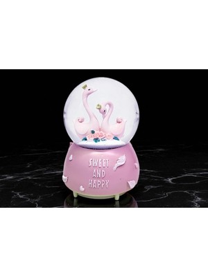 Sweet & Happy Müzikli Kar Küresi – Pembe Kuğulu Vip