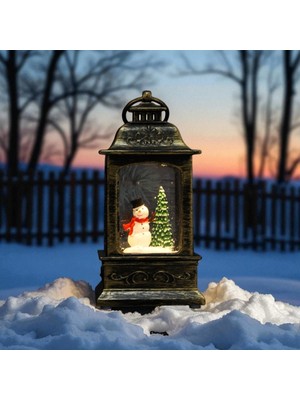 Işıklı Müzikli Kar Küresi Fener – Kardan Adam ve Çam Ağacı Figürlü