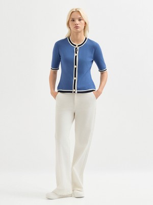 Karaca Kadın Regular Fıt Triko Hırka-Mavi