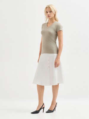 Karaca Kadın Regular Fıt Tişört-Bej