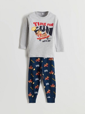 Lcw Kids Gri Beli Lastikli Baskılı Erkek Çocuk Pijama Takım