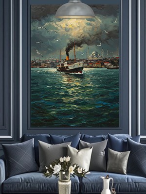 Istanbul Boğaz Vapuru Dekoratif Kanvas - Mdf Ahşap Tablo