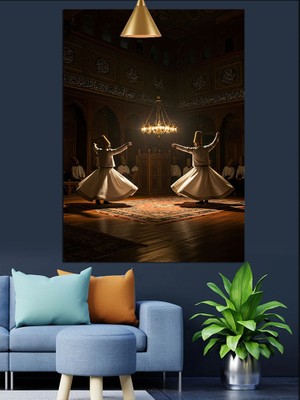 Semazenler Dönüş Sahnesi Dekoratif Kanvas - Mdf Ahşap Tablo