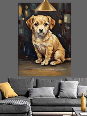 Yavru Köpek Portre Dekoratif Kanvas - Mdf Ahşap Tablo