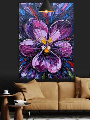 Fırça Darbe Çiçek Dekoratif Kanvas - Mdf Ahşap Tablo