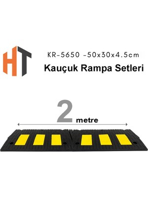 Kauçuk Rampa Set, Otopark Rampası, Kaldırım Rampası 50X30X4,5 cm 2 Metre