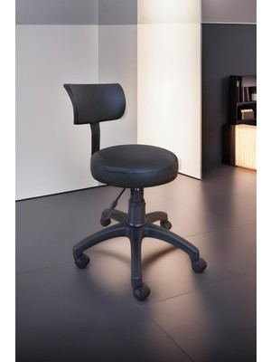 Ofis Laboratuvar Öğrenci Büro Taburesi Tekerlekli Sandalye Sırt Dayamalı Kasiyer Çalışma Koltuğu