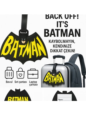 Çanta Bavul Valiz Isimlik Etiketi Renkli Silikon Esnek Mascot ve Uyarı Yazılı ( Batman ) Okul Çantası, Sırt Çantası, Spor Çantası, El Valizi, Bagaj  Çanta Aksesuarı ve Charm