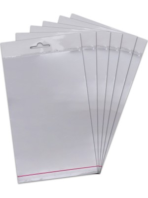 16*60 Sedefli Askılı (Askı Kısmı Beyaz) Bantlı OPP (Parlak-Şeffaf) Jelatin 100 Adet