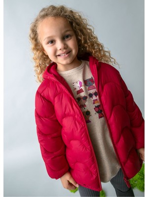 Mayoral Kız Çocuk Kapüşonlu Şişme Dolgulu Mont 4443 Kırmızı