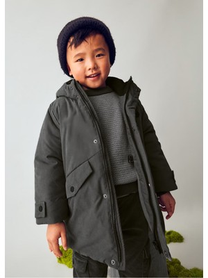 Mayoral Erkek Çocuk Kapüşonlu Uzun Parka Mont 4419 Siyah