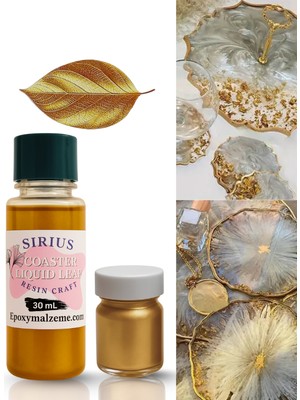 sirius hobi Sirius Kenar Varak Sıvısı 30 ml + 10 gr Toz Varak Gold Renk ile Epoksi Tasarımlarınıza Şıklık Katın