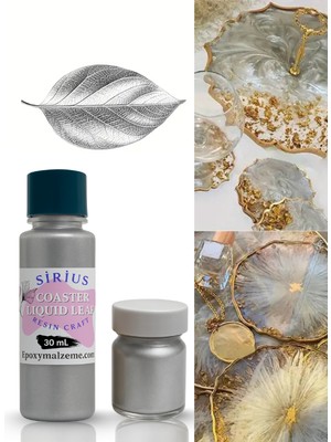 Epoksi Tasarımları Için Kenar Varak Sıvısı – Silver Renk 30ML + 10 gr Toz Varak