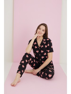 Oreiro Pamuklu Düğmeli Pijama Takımı