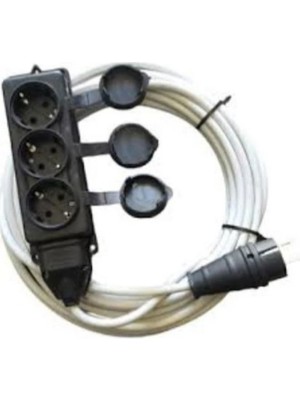 %100 Bakır 3x1,5mm² (3mt) Kauçuk Uzatma Kablosu Seyyar Kablo Ara Kablo