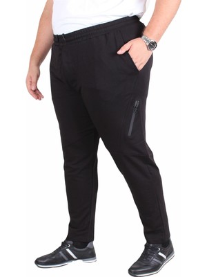 Mocgrande Büyük Beden Classic Eşofman Altı Çapraz Fermuarlı 25500 Sıyah