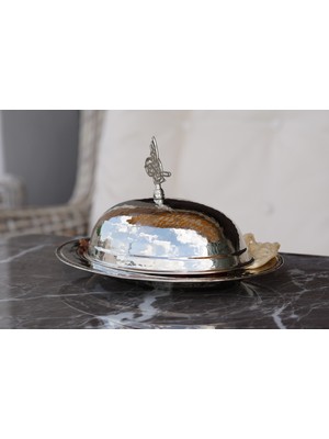 Bakır Concept Bakır Sunumluk Kapaklı Oval Gümüş Renk 30 CM