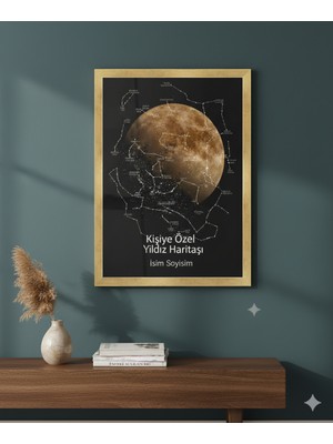 Kişiye Özel Yıldız Haritası Tablosu Cam Çerçeve | Doğum Günü Yıl Dönümü Hediyesi | Astronomi Gökyüzü Haritası Duvar Dekoru | Kişiselleştirilebilir Yıldızlar Ay Konum Tarih| Kişiselleştirilebilir