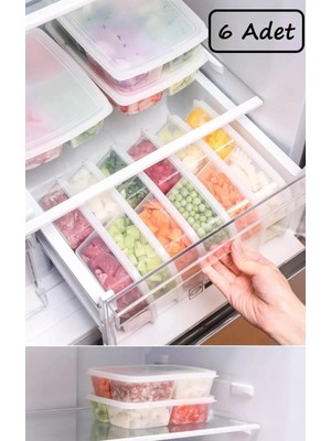 Bayev 6 Adet Plastik Saklama Kabı 1 Litre 4 Bölmeli Sızdırmaz Bulaşık Makinesinde Yıkanabilir