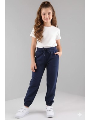 Oysho Kumaş Cepli Çocuk Eşofman Unisex Lacivert