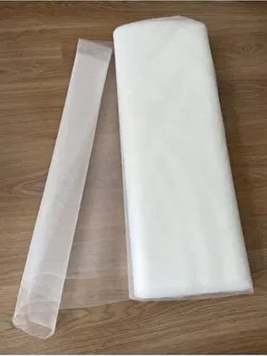 Belirtilmemiş Kırık Beyaz Kristal Tül 100x300 Yumuşak Dokulu Kumaş Gelinlik ve Abiye Tasarımı İçin
