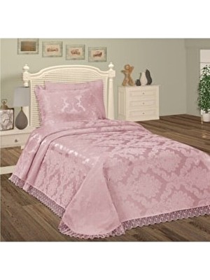 Belirtilmemiş Aden Şönil Düz Tek Kişilik Yatak Örtüsü %100 Pamuk 150X240 cm Pudra Renkli Şık Tasarım