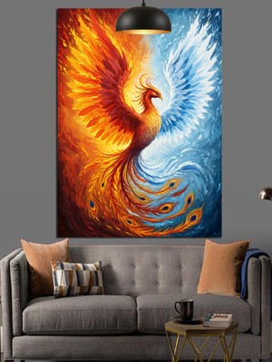 Artmeg Alevli Anka Kuşu Dekoratif Kanvas - Mdf Ahşap Tablo