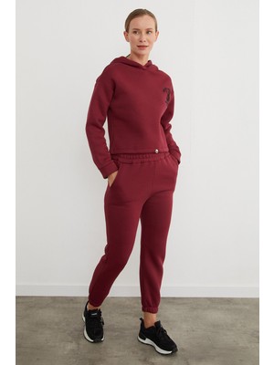 3 Iplik Ayıcık Nakışlı Kapüşonlu Jogger Eşofman Takımı